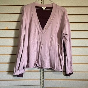 J. Jill Women's Lavender Cotton Blend V-Neck Long Sleeve Layered Top Size L
